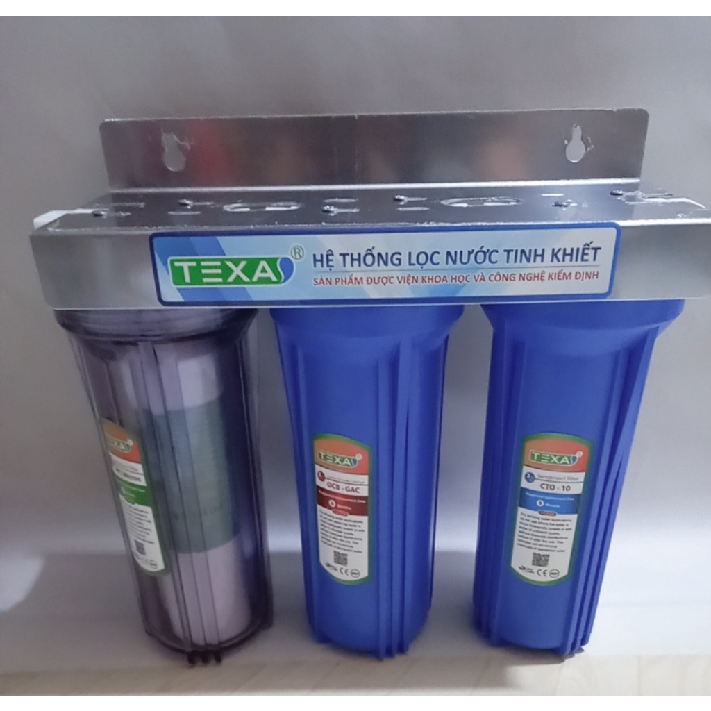 Bộ lọc nước sinh hoạt 3 cốc 10 inch Texas ( 1 ly trong và 2 ly xanh 1 ron )