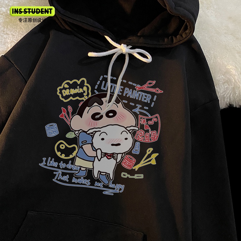 Dễ Thương Áo hoodie Tay Dài In Hình Cậu Bé Bút Chì shin Phong Cách harajuku Thời Trang unisex