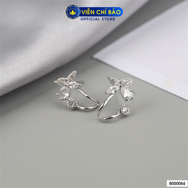 Bông tai bạc nữ hoa anh đào chất liệu bạc Ý 925 thời trang phụ kiện trang sức Viễn Chí Bảo B000084