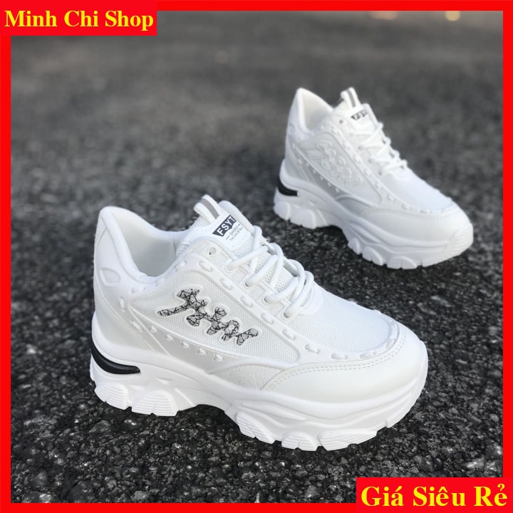 Giày độn đế nữ phong cách trẻ 2022 đế cao 7cm 3 màu trắng,đen,hồng