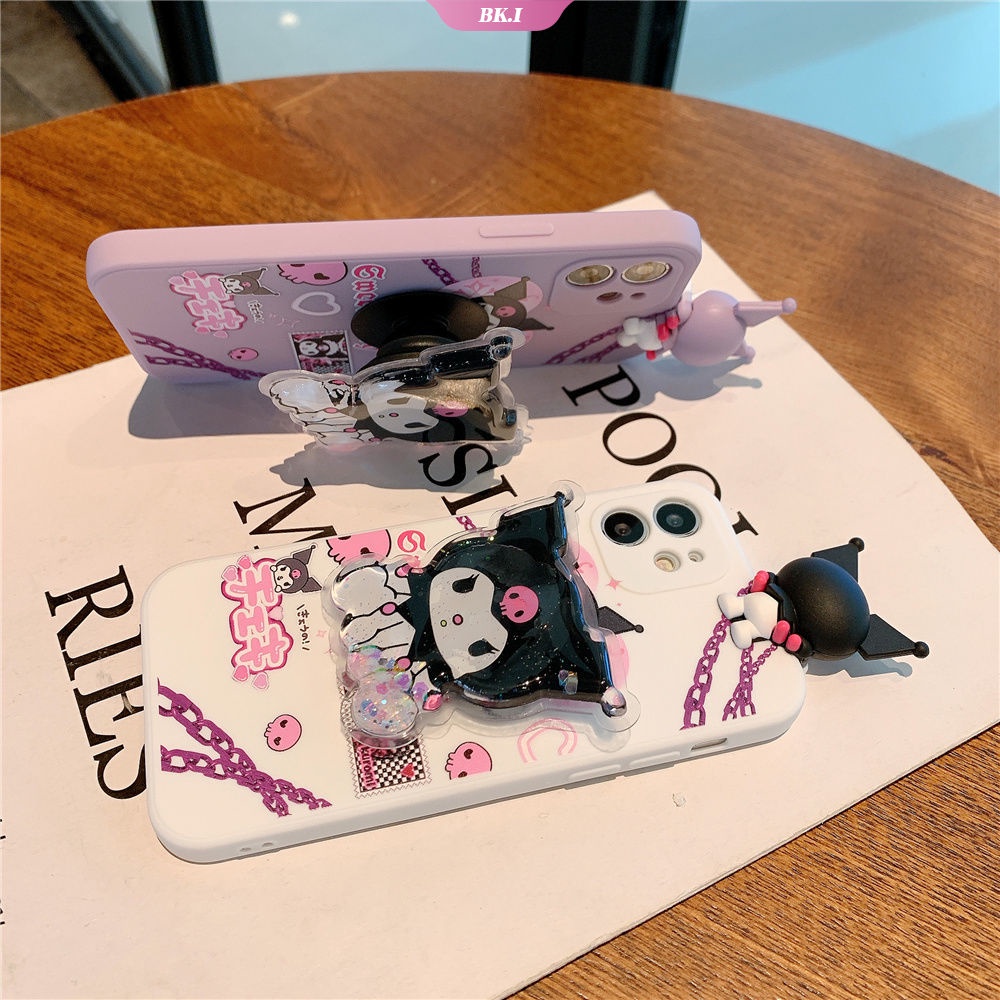 Ốp Điện Thoại Hình Sanrio Kuromi Gắn Dây Đeo Và Giá Đỡ Cho Iphone 14 13 12 11 Pro Max 7 8 Plus X Xr Xs Se