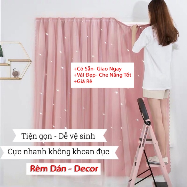 Rèm cửa họa tiết, Rèm Sao dán tường chống nắng, rèm cửa dán trang trí cửa sổ - phòng khách- Gia Ân