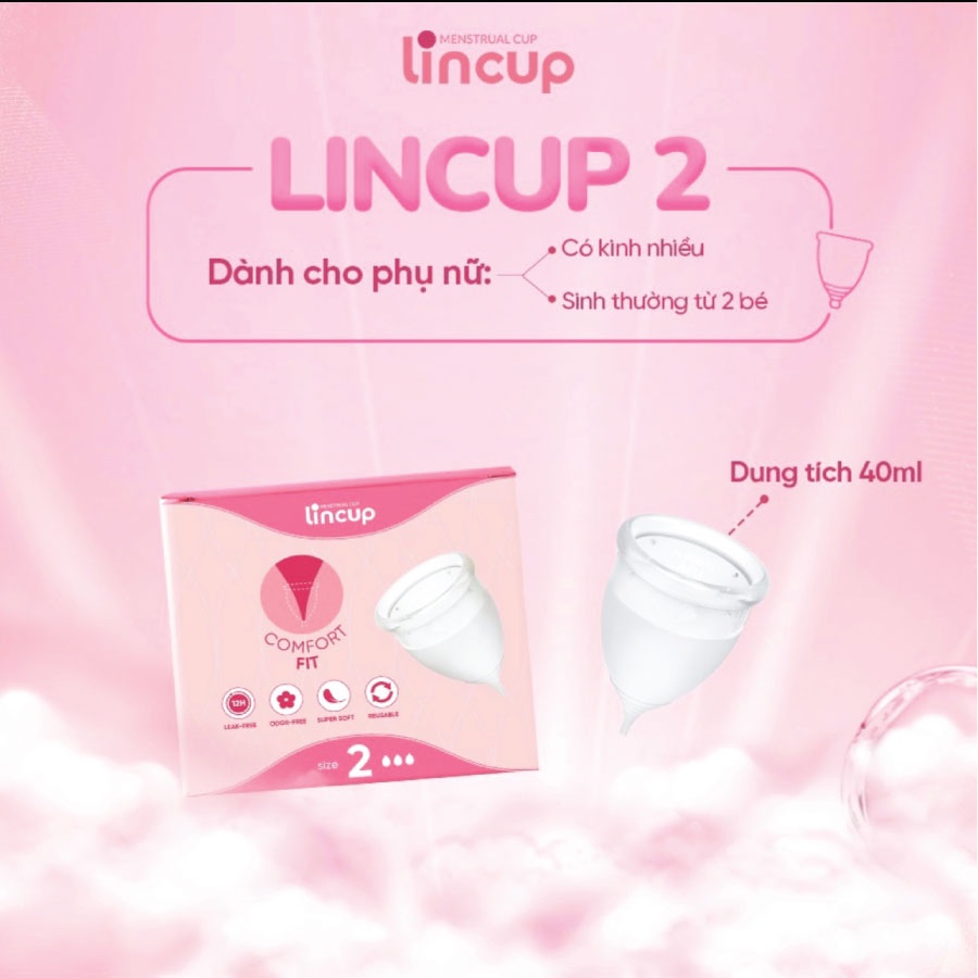 Cốc nguyệt san Lincup chính hãng size 25ml/34ml/40ml Nhập khẩu Mỹ, an toàn, tiện lợi