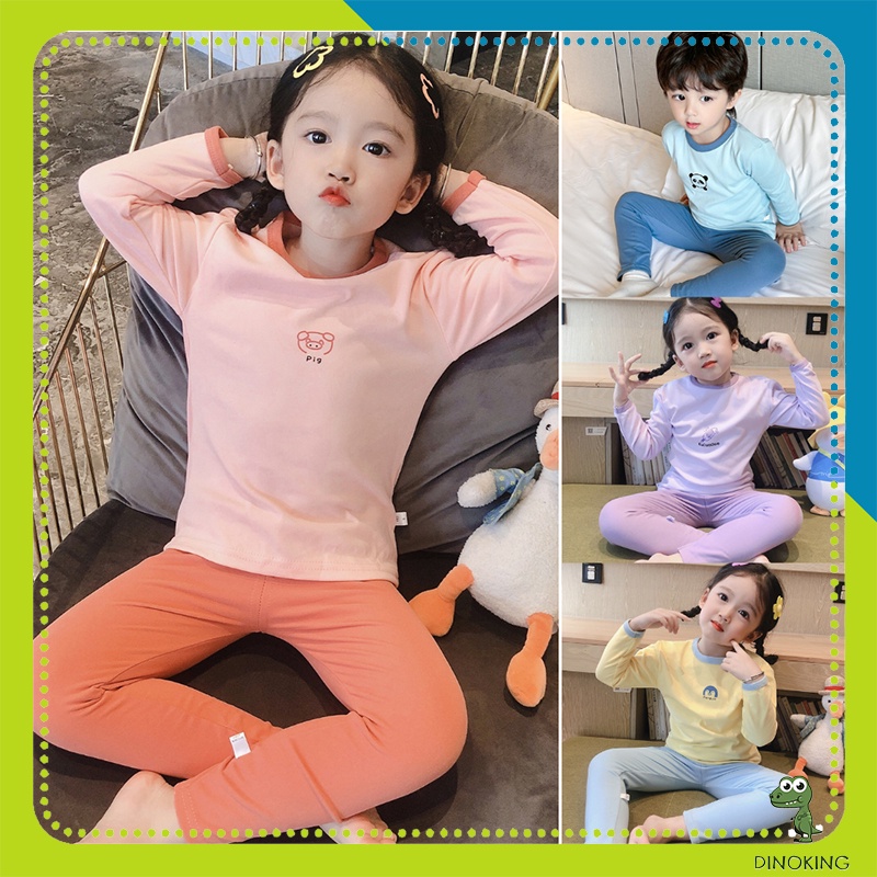 Bộ thu đông bé trai bé gái DINOKING Đồ bộ dài tay cho bé chất cotton nỉ cao cấp dày mịn Bộ ngủ thu đông trẻ em DB23