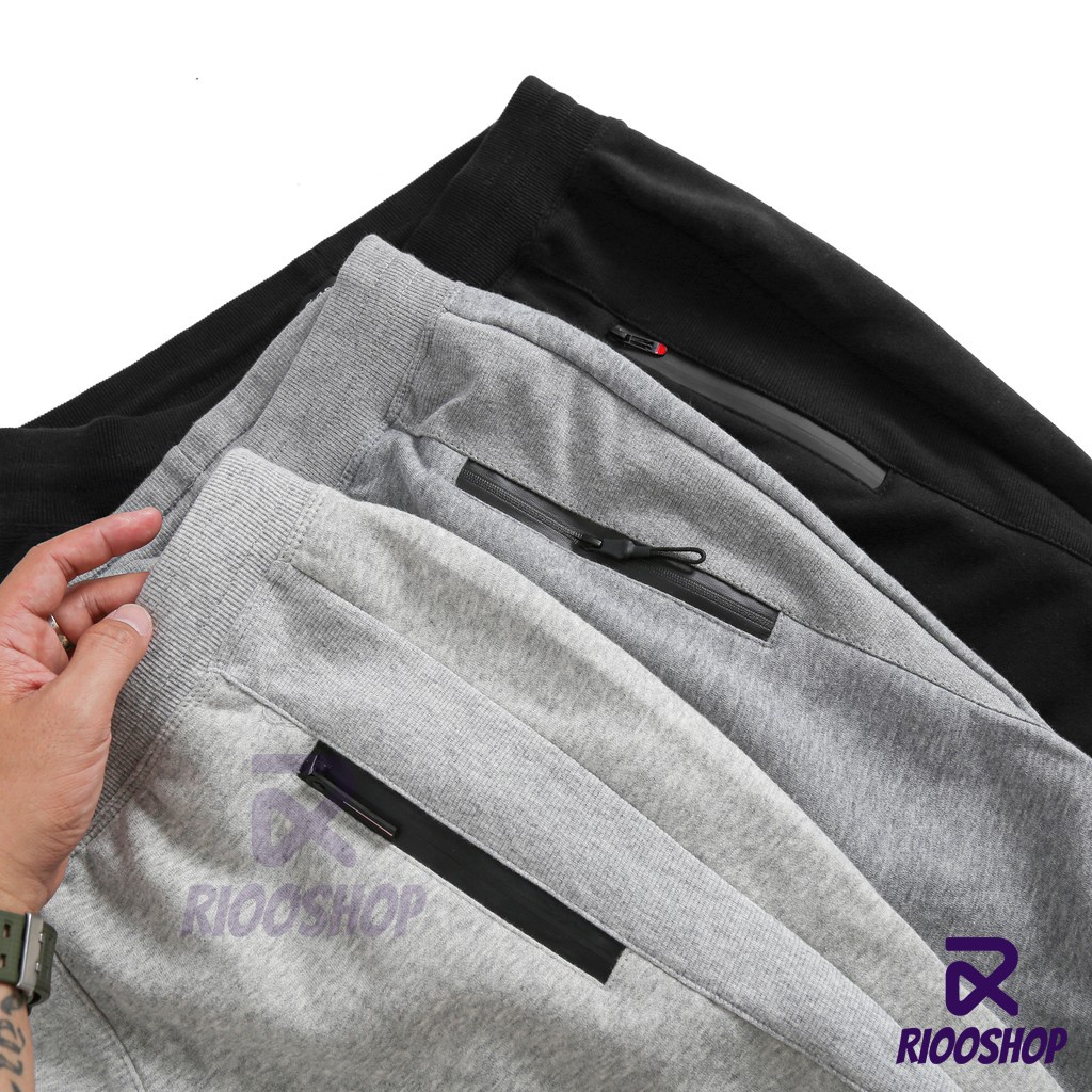 Quần thun nỉ nam ngắn cao cấp chuẩn shop dây kéo RPS037 - quần short nam đẹp Riooshop