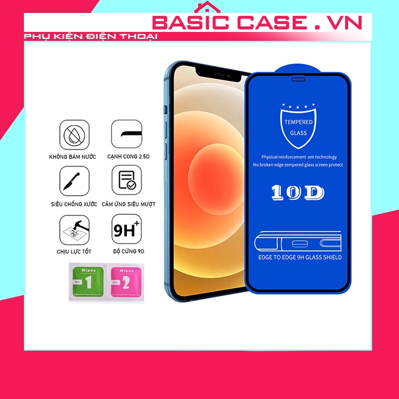 Kính cường lực iphone 10D full màn 6/6plus/7/8/7plus/x/xs/xsmax/11/11promax/12/13/13/14 pro max promax plus [ 10D ]