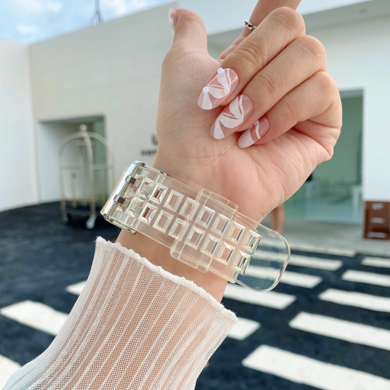 Ốp Silicone Trong Suốt Có Dây Đeo Cho Đồng Hồ Apple iWatch series 8 3 6 se 7 44mm 40mm 45mm 41mm 42mm 38mm