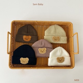 Mũ len thêu gấu teddy dày dặn, ấm áp cho bé - m09
