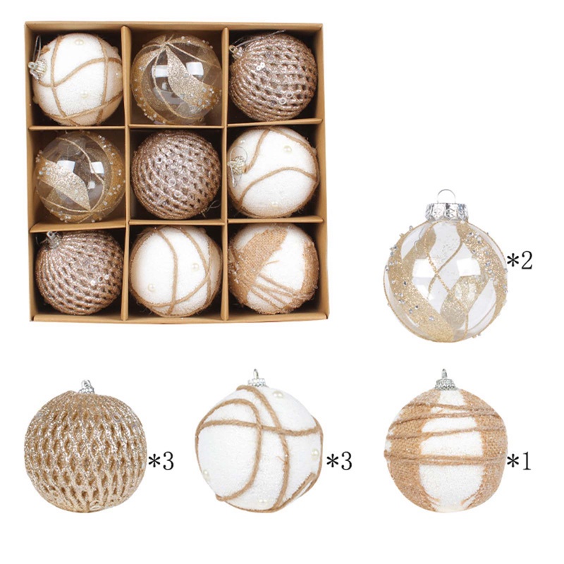 Set 9 Trái Châu 8cm Trang Trí Cây Thông Giáng Sinh Năm Mới