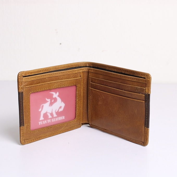 Ví nam da bò thật - Bóp nam đứng đựng tiền và thẻ