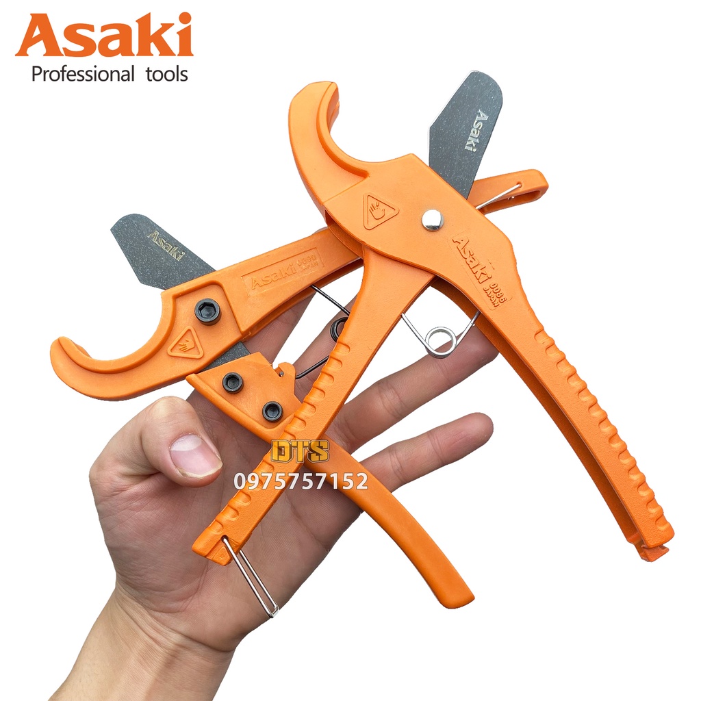 Kéo cắt ống nhựa PVC hãng Asaki 33mm nâng cấp thép Mangan, dao cắt ống nước PP PE, kềm cắt nhanh gen luồn dây điện