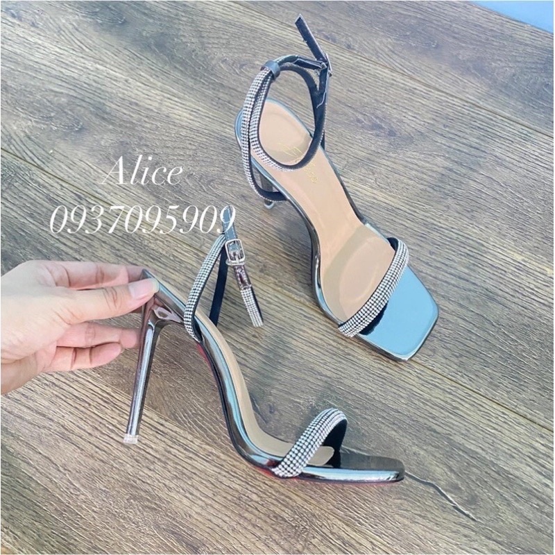 Sandal Cao Gót Dây Xoàn 9P Mũi Vuông, Gót Nhọn- Hàng VNXK Cao Cấp - Full diễn 34-40