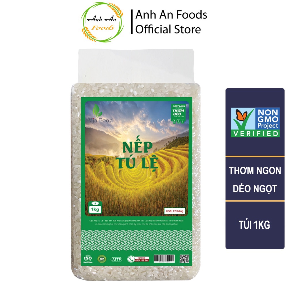 Gạo nếp nương Tú lệ VJA hảo hạng túi 1kg - Giá Sỉ, Date mới, Bao bì mới