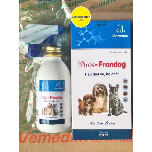 Vime frondog 250ml bình xịt ve rận cho chó mèo