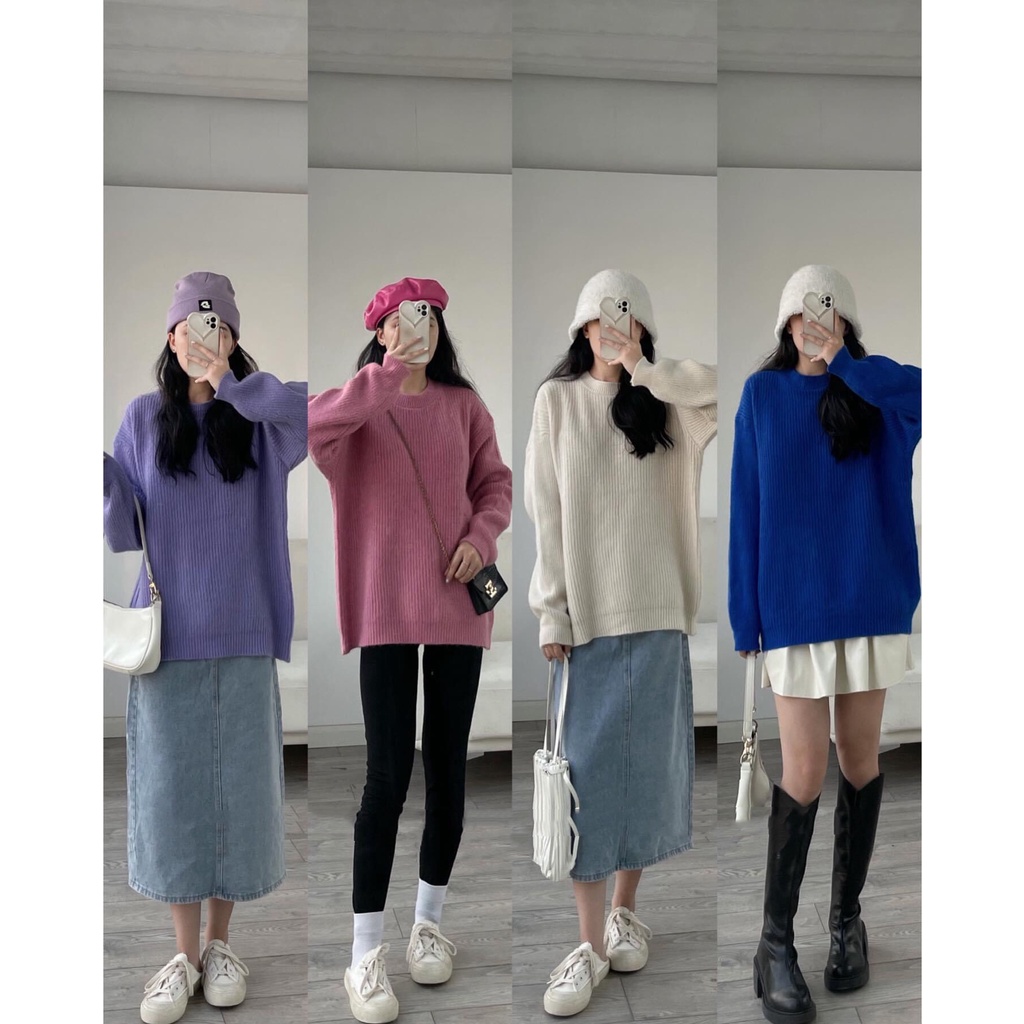 Áo Len Oversize Nhiều Màu Sắc, Áo Len Pull Dáng Rộng Hàng Quảng Châu