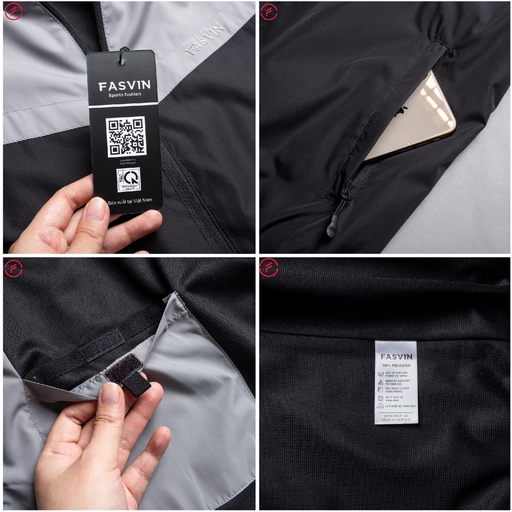 Áo gió thể thao nam Fasvin 2 lớp có mũ chất liệu cao cấp mềm mại co giãn AG22549.SG