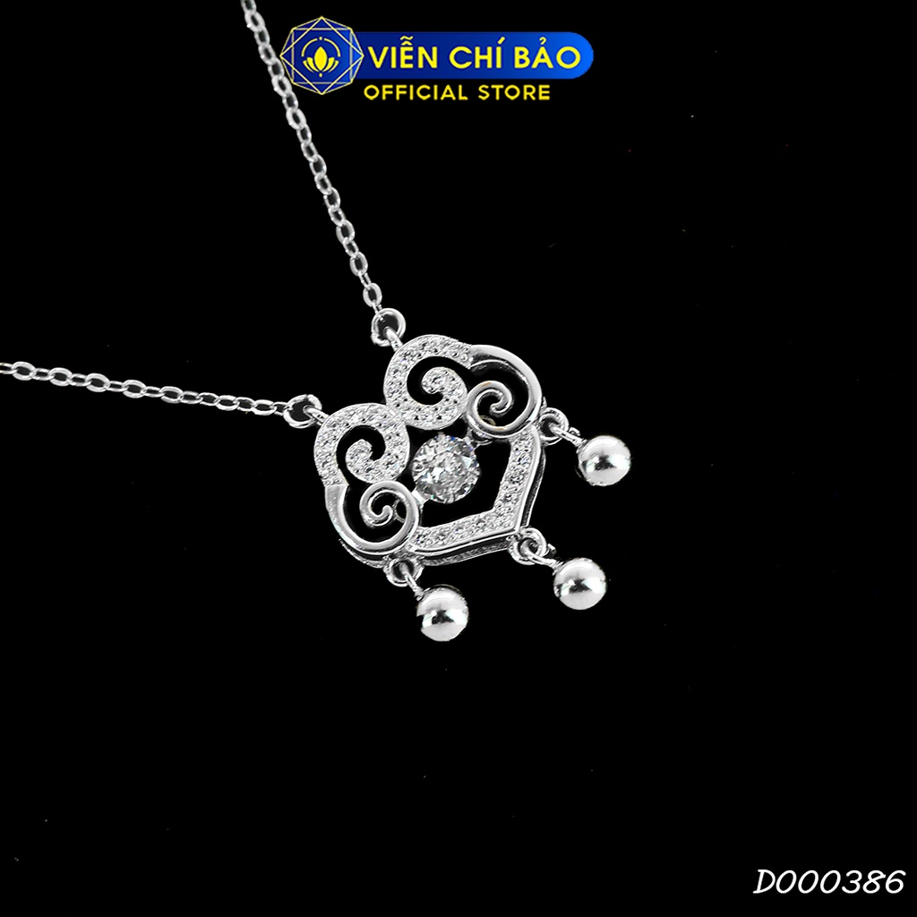 Dây chuyền bạc nữ trường mệnh chuông đính đá chất liệu bạc 925 thời trang phụ kiện trang sức Viễn Chí Bảo D000386
