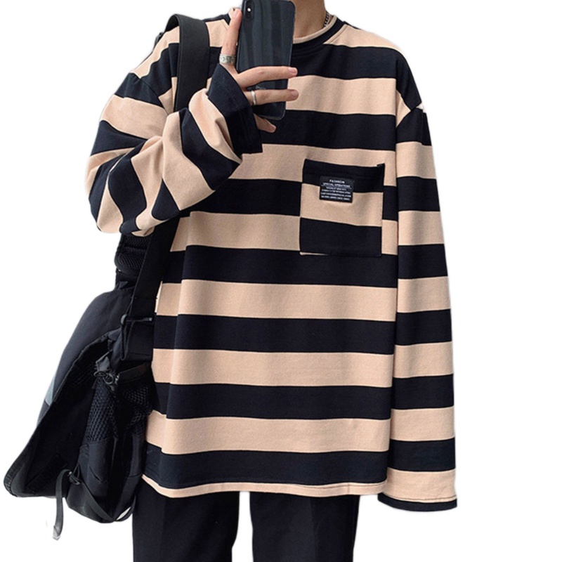 Áo Thun Tay Dài Họa Tiết Kẻ Sọc Phong Cách Hàn Quốc Thời Trang Cho Nữ Size M-2XL