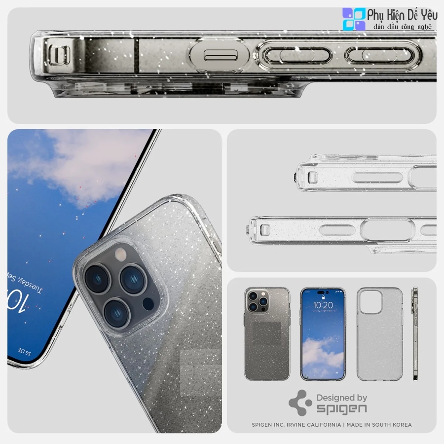 Ốp Spigen Liquid Crystal Glitter cho l.P.hone 14 Pro M.ax/ 14 Pro/ 14 Plus/ 14