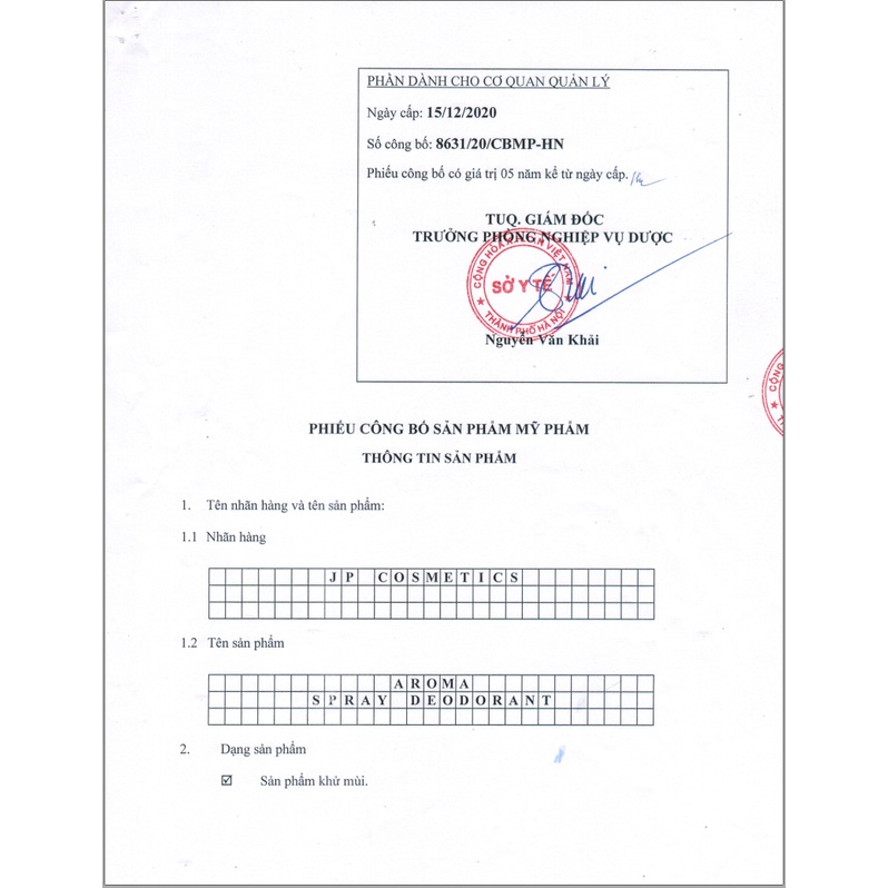 Xịt Khử Mùi Hôi Nách AROMA JP Cosmetic | Net 50 ml