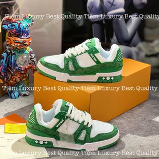 Giày sneaker lv nam nữ xanh lá cao cấp, giày _louis vuitton trainer white green hàng sc, bản trung quôc full box