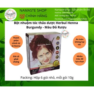 Bột nhuộm tóc thảo dược Herbul Burgundy Henna - Màu Đỏ Rượu