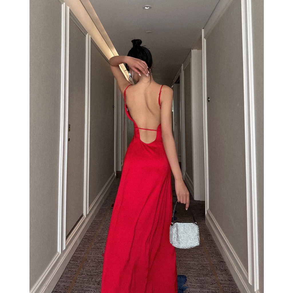 Touch of silk Dress - Váy lụa maxi hai dây khoét lưng sang trọng - THIẾT KẾ BỞI IAMCOCO.OFFICIAL