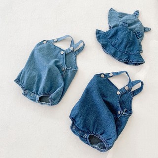 Jumpsuit Denim + Mũ Cho Bé