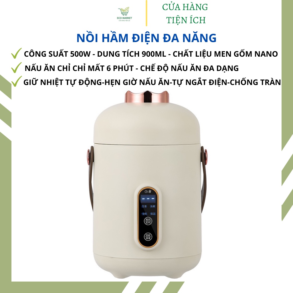 Nồi hầm điện mini, cốc chưng yến bằng điện, bình chưng yến 600ml, nồi nấu cháo hẹn giờ, cặp lồng ủ ấm thức ăn