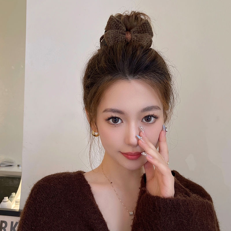 Kẹp Tóc Hình Nơ Bằng Len Dễ Thương Thanh Lịch Cho Nữ