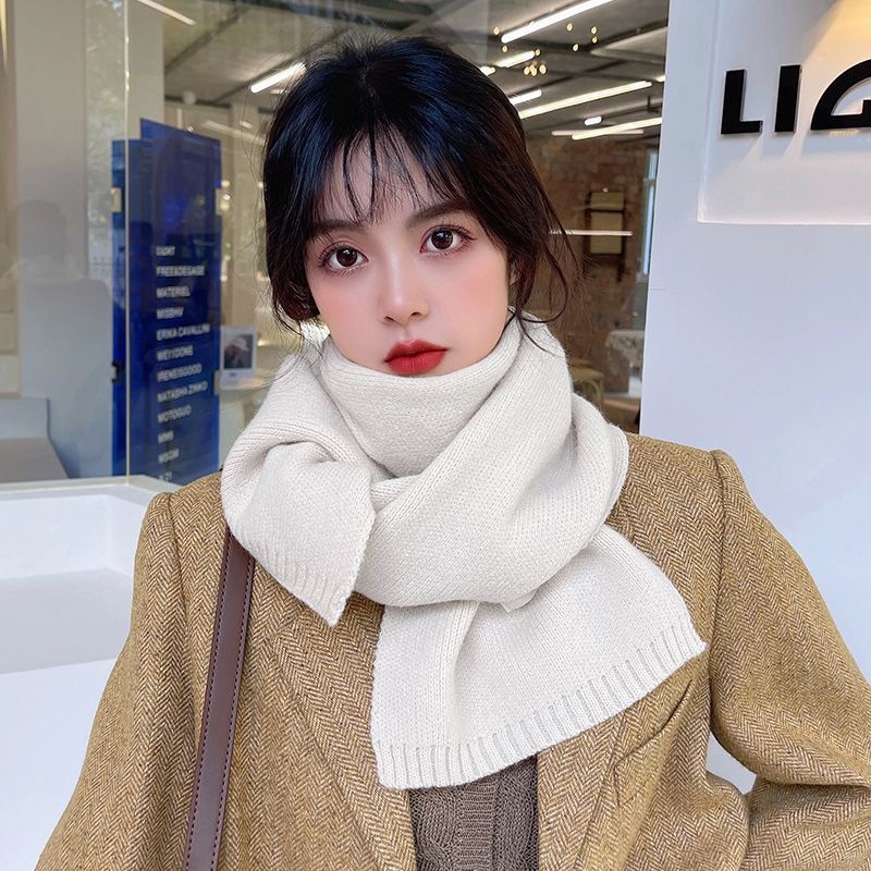 Khăn Choàng Dệt Kim Dày Dặn Giữ Ấm Mùa Thu Đông Phong Cách Nhật Hàn