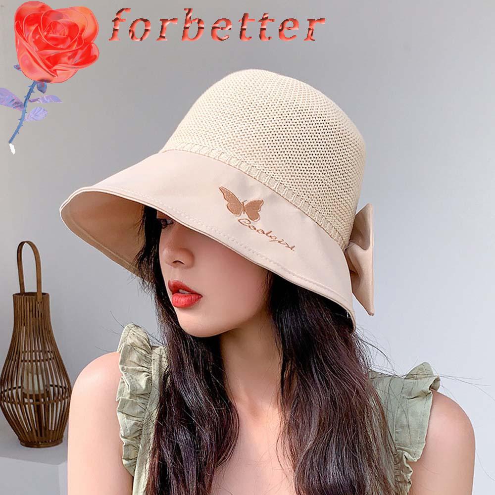 Mũ chống nắng vải cotton thông thoáng thiết kế có thể xếp lại chống tia uv họa tiết hình bươm bướm cho nữ