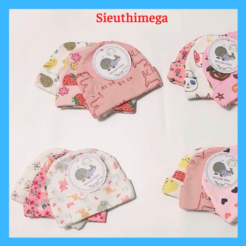 Set 3 mũ/ nón vải cotton sơ sinh