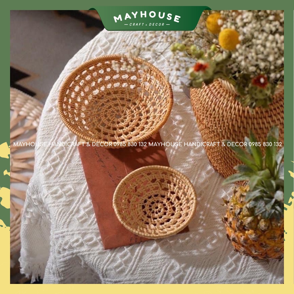 Khay mây tre đan đựng đa năng MAYHOUSE CRAFT&DECOR, đựng trái cây rau củ quả, decor trang trí bàn ăn