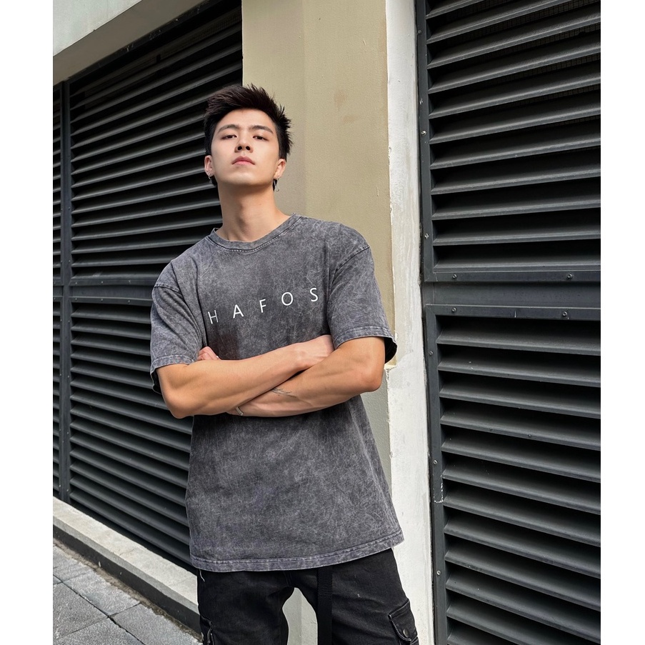 Áo thun unisex TEE WASH cổ tròn cotton phom rộng dành cho nam nữ- HAFOS - GUTTI