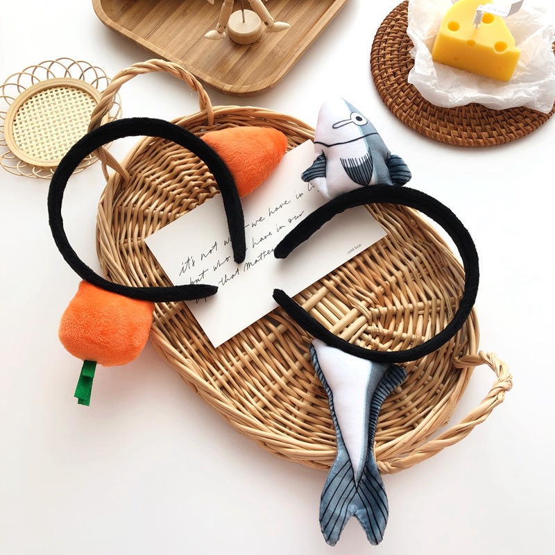 Băng Đô Cà Rốt / Cá Muối Hoạt Hình Nhồi Bông Đội Đầu Vui Nhộn