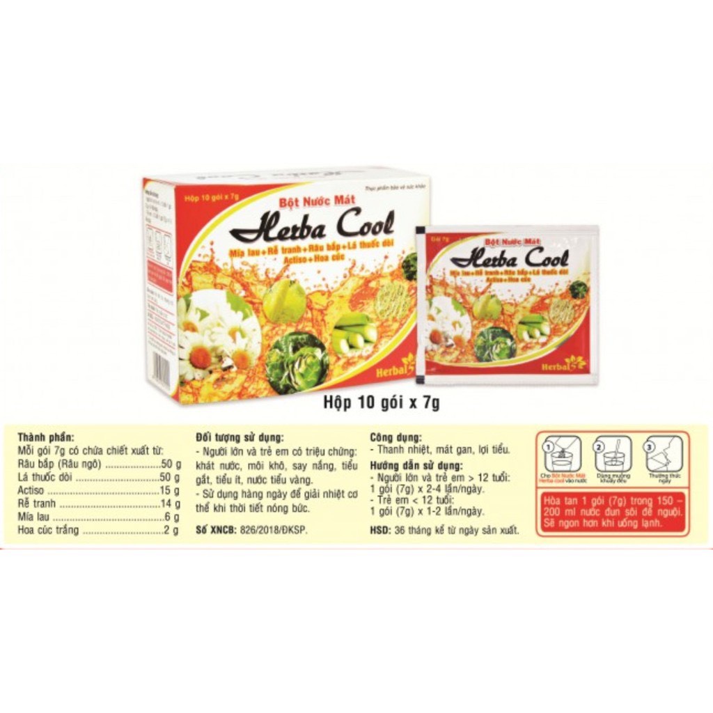 Bột Nước Mát HERBA COOL hộp 10 gói
