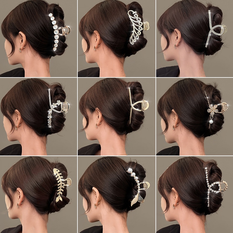 Kẹp Tóc Càng Cua Đính Đá Cỡ Lớn Phong Cách Hàn Quốc Thanh Lịch