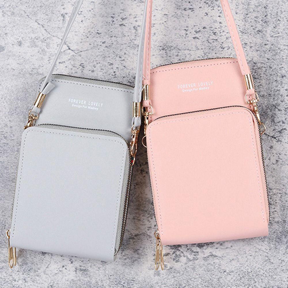 FALLFORBEAUTY Túi Đeo Chéo Da PU Có Khóa Kéo Thời Trang Cho Nữ