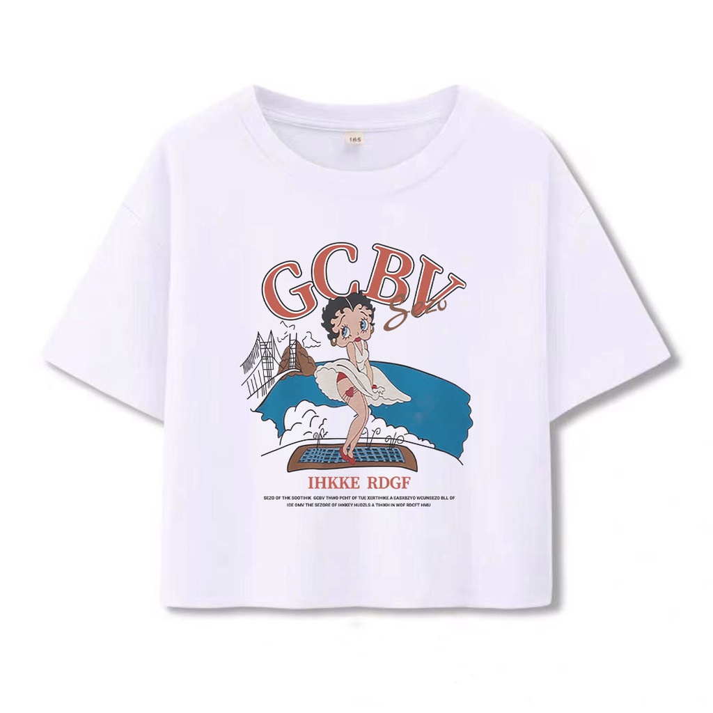 Áo Thun Tay Ngắn Cổ Tròn In Họa Tiết Hoạt Hình Phong Cách Hàn Quốc Cho Nữ