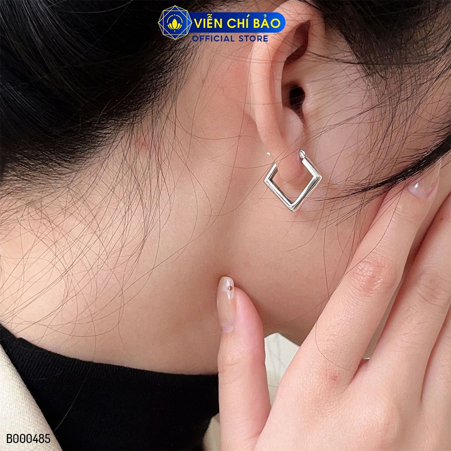 Bông tai bạc nữ hình thoi new chất liệu bạc 925 thời trang phụ kiện trang sức Viễn Chí Bảo B000485