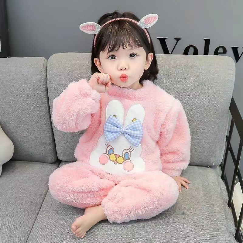 Đồ ngủ Chất Nỉ Cotton Phối Nhung Dày In Họa Tiết Cherry Ngọt Ngào Thời Trang Cho Bé Gái
