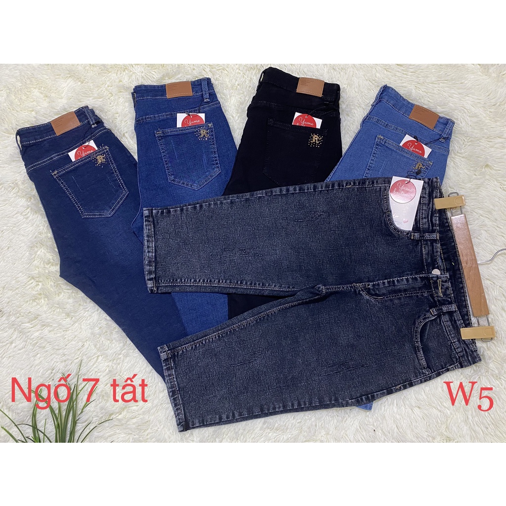 Quần Jeans ngố 7 tất màu trắng BigSize Lưng cao size 26 đến 44  Vải dày và co giản . Không Ra màu