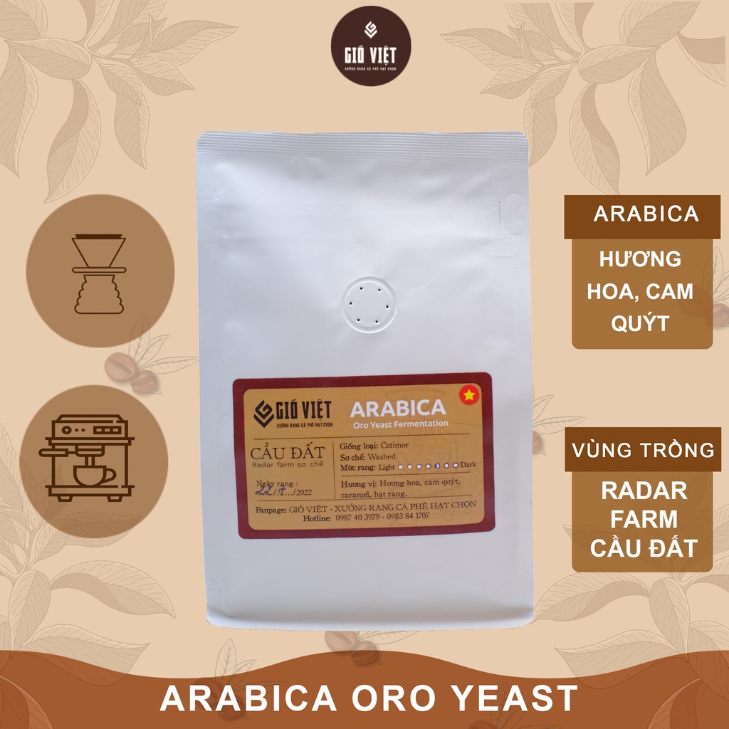 Arabica Cầu Đất Oro Yeast Fermentation - Cà phê nguyên chất Gió Việt pha phin, pha máy espresso