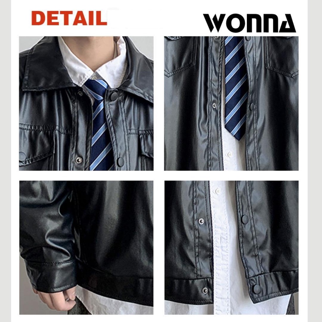 S-3XL ÁO DA PU NAM UNISEX JACKET FORM BASIC MÀU ĐEN ÁO KHOÁC DA THỜI TRANG DÀNH CHO NAM NỮ