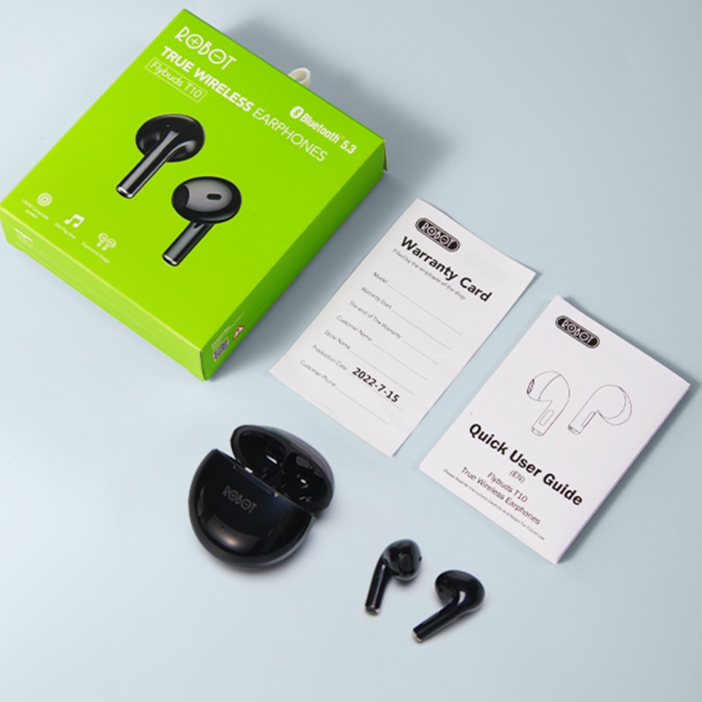 Tai Nghe TWS Bluetooth ROBOT Flybuds T10 Semi-in-ear, Playtime 25H, Chống Nước IPX4