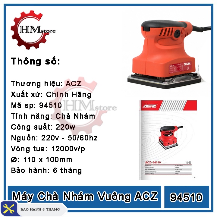 Máy chà nhám vuông ACZ 94510, công suất 220w - Máy chà nhám rung, máy chà nhám gỗ, máy mài nhám