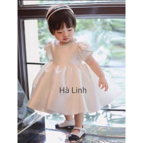 Đầm công chúa bé gái, váy tay sen đính đá thôi nôi , đi tiệc cho bé.