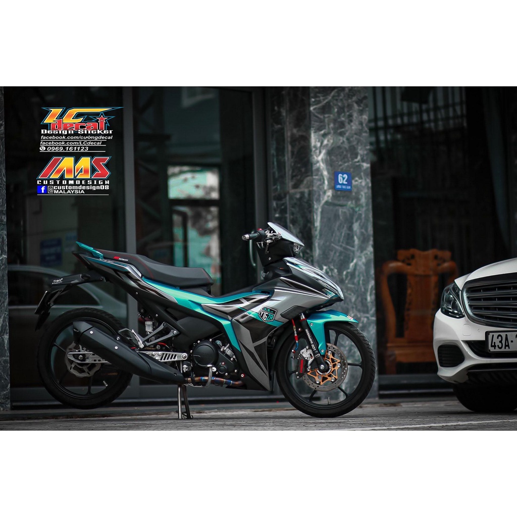 TEM RỜI mẫu Y16ZR xanh ngọc cho Exciter 155 xám xanh siêu hot 2023