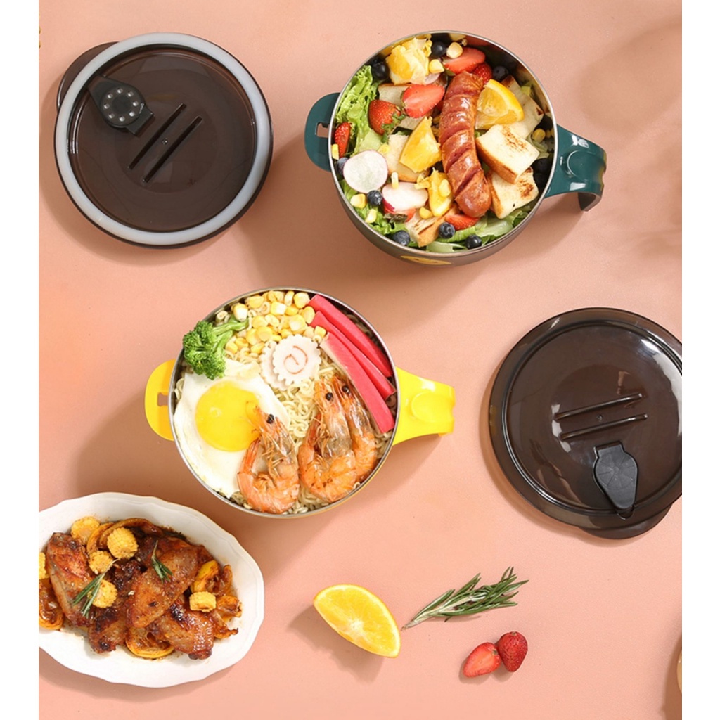 Tô Đựng Mì Cháo Cơm VỊT VÀNG Giữ Nóng Inox 304 Tô khuấy Bột Ăn Dặm Cho Bé